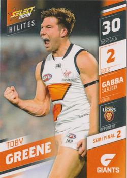 2019 Select AFL Hilites #SH-SF2 Toby Greene Front